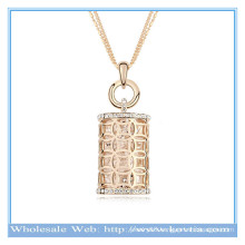 Hot sale 18k gold Austrian crystal hollow magic perfume bottle shape sweater necklace